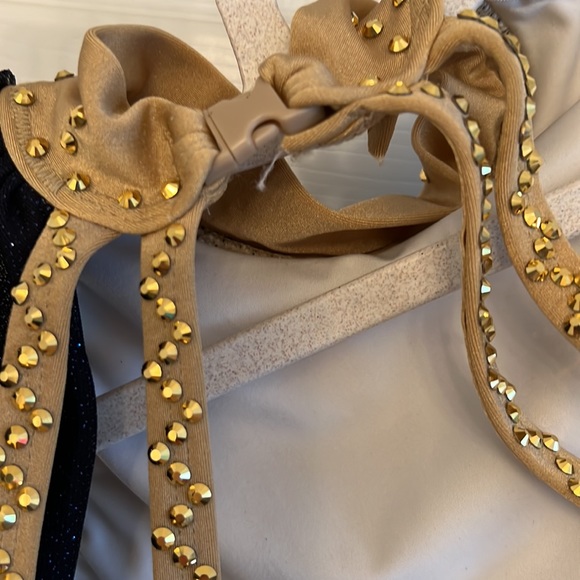 Lyrical Blue & Gold costume two pieces connected by mesh - Picture 7 of 14